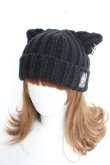 画像1: REFLEM / リングピアス付き猫耳ニット帽 F ブラック Y-25-12-27-032-PU-AC-SZ-ZY (1)