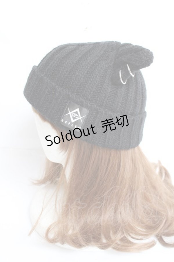 画像2: REFLEM / リングピアス付き猫耳ニット帽 F ブラック Y-25-12-27-032-PU-AC-SZ-ZY (2)