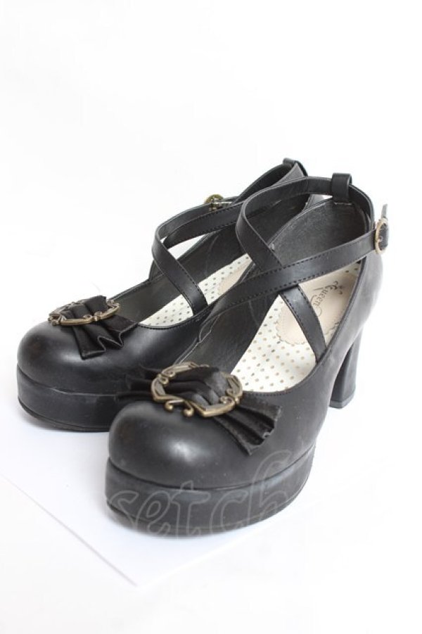 画像1: Queen Bee / クラシカルフレームパンプス 24cm 黒 Y-25-12-27-038-EL-SH-SZ-ZY (1)