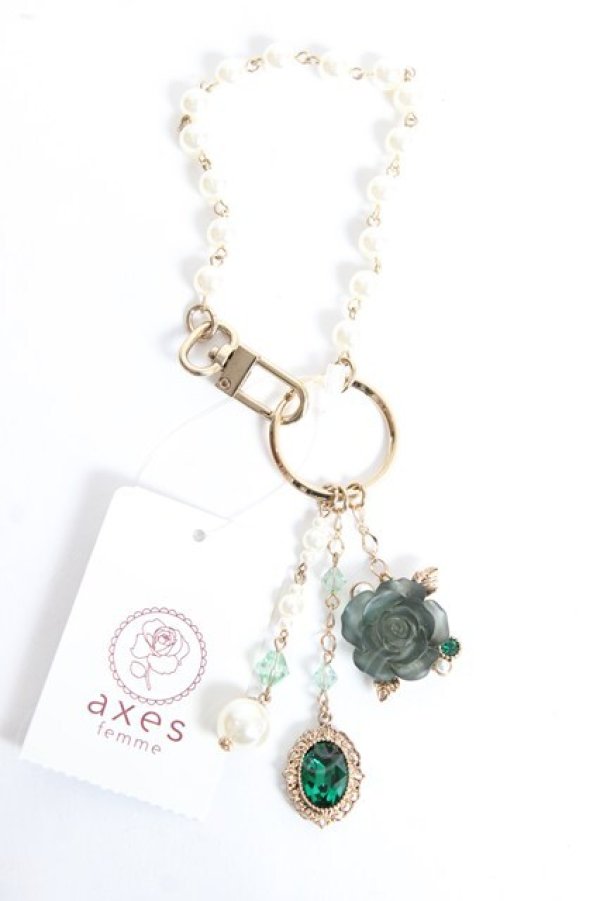 画像1: axes femme / フェイバリットローズチャーム  グリーン Y-25-12-27-005-AX-AC-SZ-ZY (1)