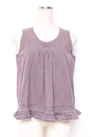 画像: WONDERFUL WORLD / フリルデニムノースリーブブラウス F ラベンダー Y-25-12-27-042-LO-BL-SZ-ZY