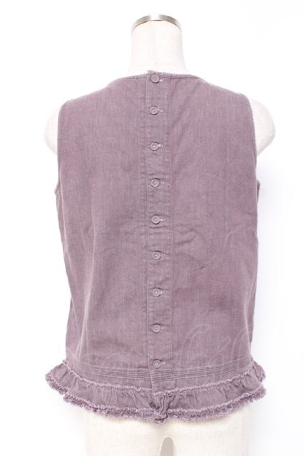 画像2: WONDERFUL WORLD / フリルデニムノースリーブブラウス F ラベンダー Y-25-12-27-042-LO-BL-SZ-ZY (2)