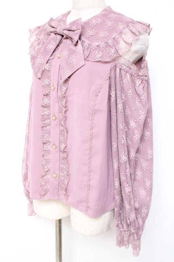 画像2: axes femme kawaii / ブルーミングレースブラウス M ピンク Y-25-12-27-043-AX-BL-SZ-ZY (2)