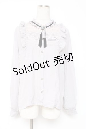 画像: axes femme / ブローチ付ヴィンテージブラウス L グレー Y-25-12-27-045-AX-BL-SZ-ZS