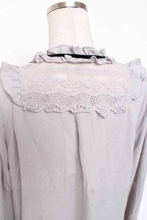 画像3: axes femme / ブローチ付ヴィンテージブラウス L グレー Y-25-12-27-045-AX-BL-SZ-ZY (3)