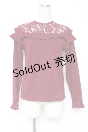 画像: axes femme / 肩フリルリブカットソー M ワイン Y-25-12-27-048-AX-TO-SZ-ZY