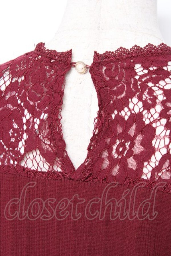 画像3: axes femme / 肩フリルリブカットソー M ワイン Y-25-12-27-048-AX-TO-SZ-ZY (3)