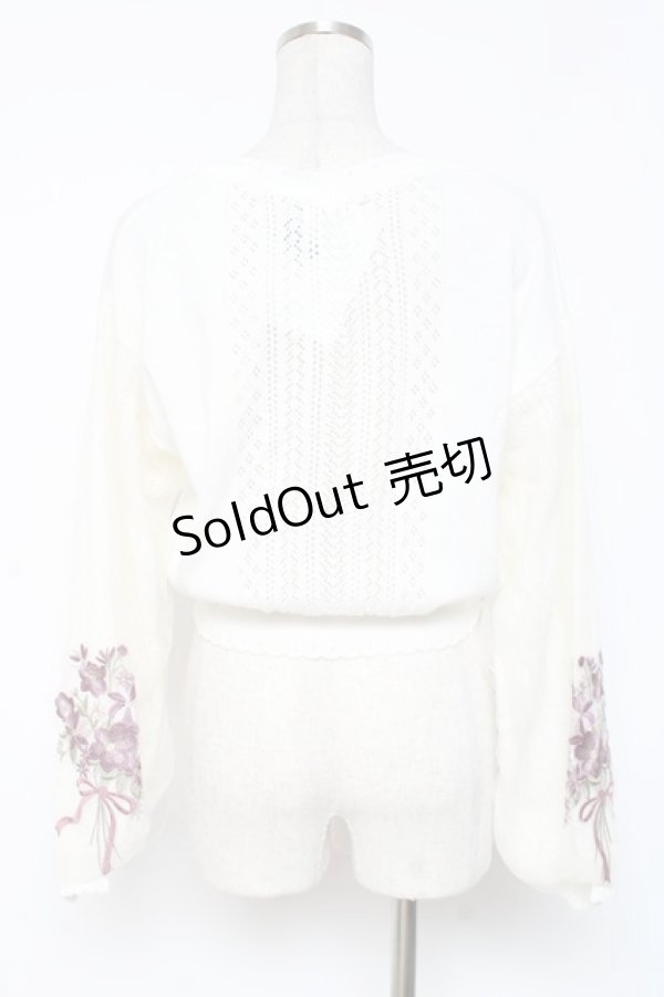 画像2: axes femme / フラワーブーケ刺繍カーデ M 生成り Y-25-12-27-049-AX-TO-SZ-ZY (2)