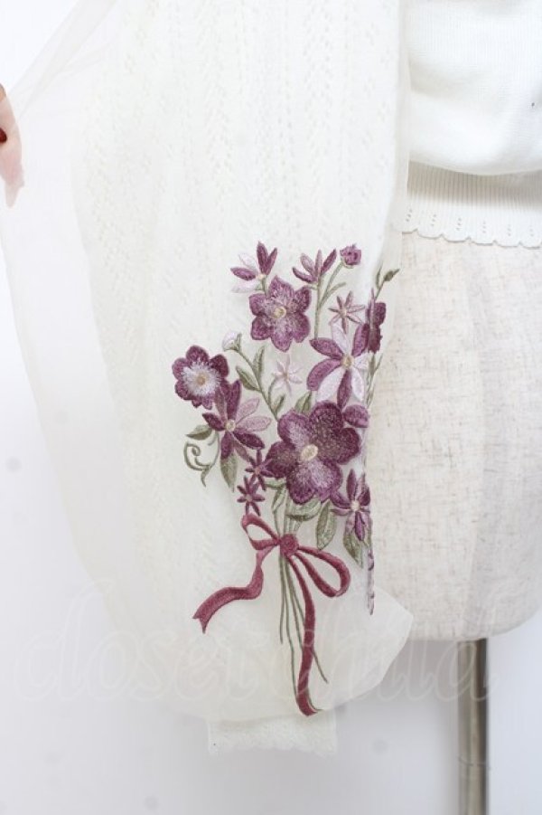 画像3: axes femme / フラワーブーケ刺繍カーデ M 生成り Y-25-12-27-049-AX-TO-SZ-ZY (3)