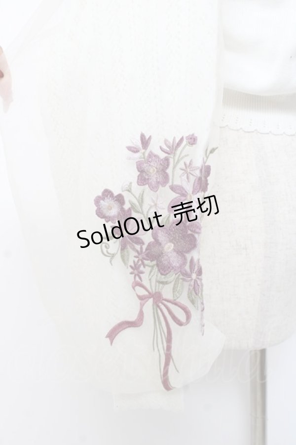 画像3: axes femme / フラワーブーケ刺繍カーデ M 生成り Y-25-12-27-049-AX-TO-SZ-ZY (3)