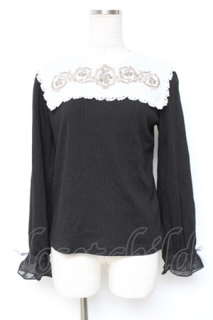 画像: axes femme / 薔薇刺繍入襟セットトップス F 黒 Y-25-12-27-051-AX-TO-SZ-ZY