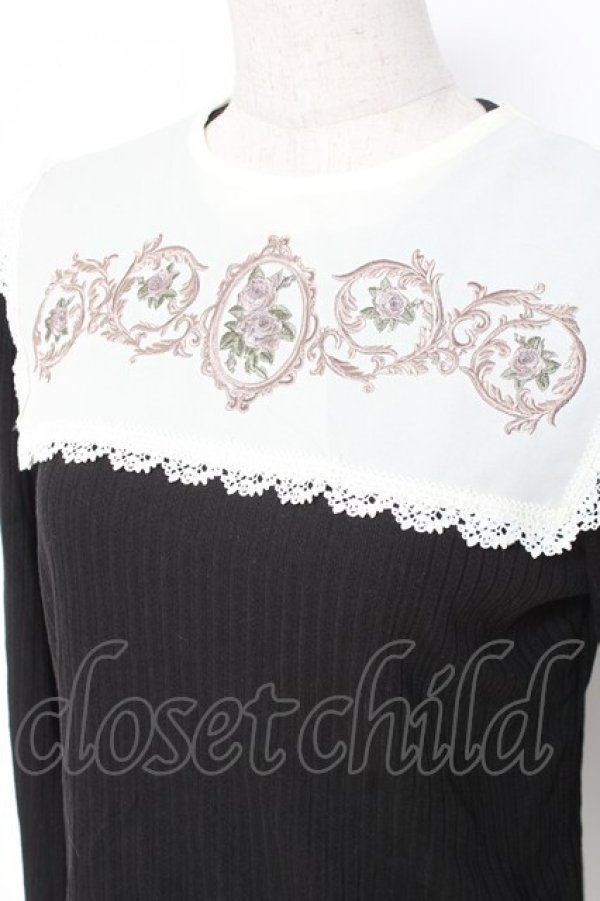 画像5: axes femme / 薔薇刺繍入襟セットトップス F 黒 Y-25-12-27-051-AX-TO-SZ-ZY (5)