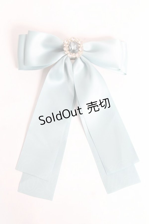 画像1: Maison de FLEUR / カラフルビジューリボンバレッタ  サックス Y-25-12-27-007-LO-AC-SZ-ZY (1)