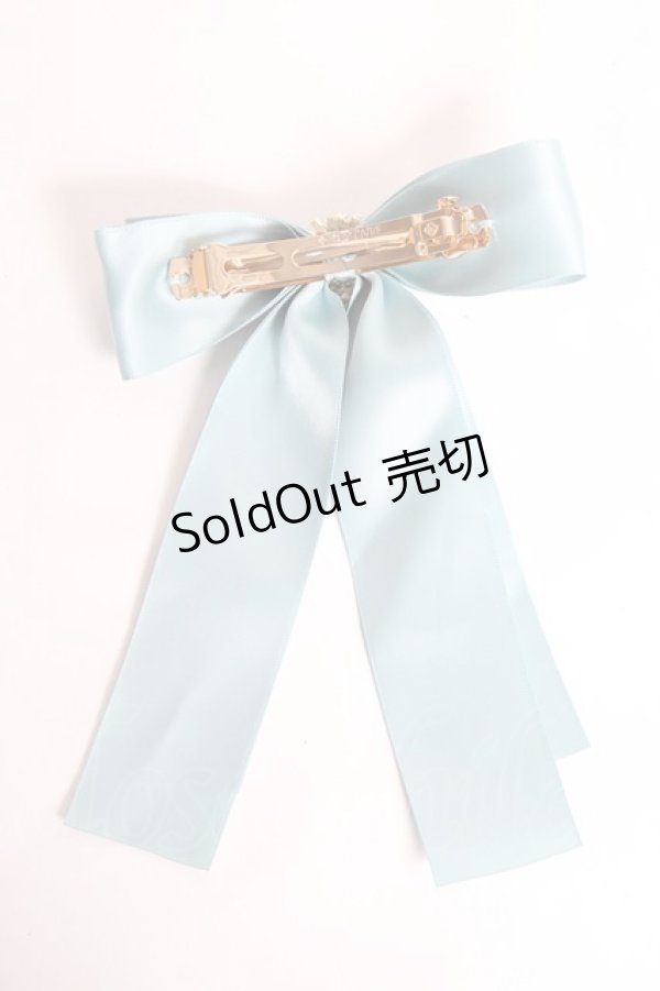 画像2: Maison de FLEUR / カラフルビジューリボンバレッタ  サックス Y-25-12-27-007-LO-AC-SZ-ZY (2)