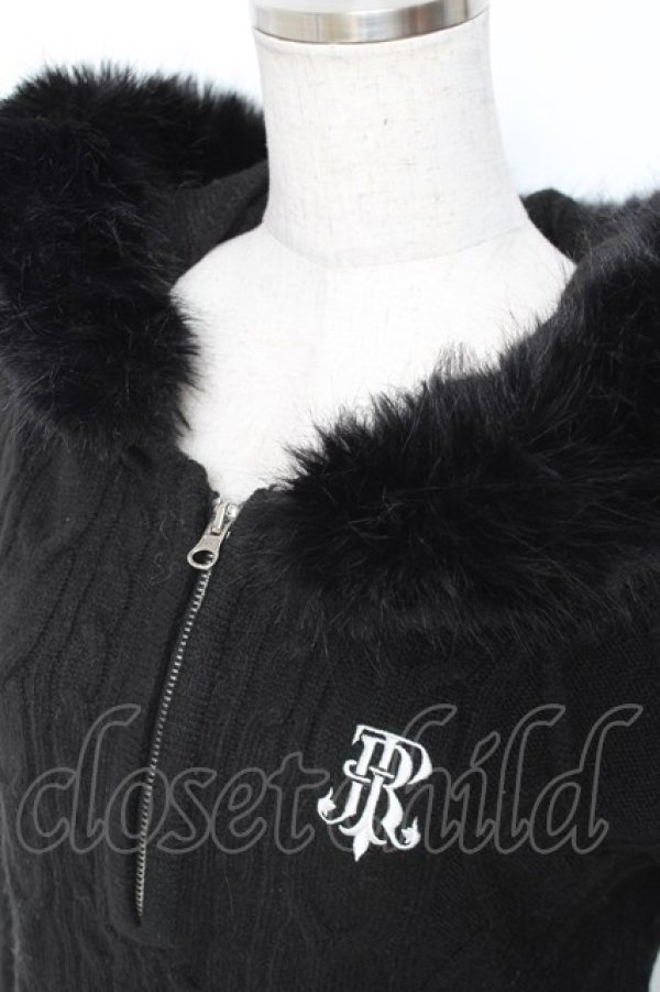 画像4: TRAVAS TOKYO / クマ耳ファーフードケーブルニットワンピース F ブラック Y-25-12-27-059-PU-OP-SZ-ZY (4)