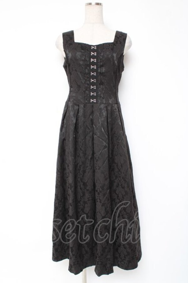 画像1: axes femme / コルセット風ジャカードジャンパースカート M 黒 Y-25-12-27-062-AX-OP-SZ-ZY (1)