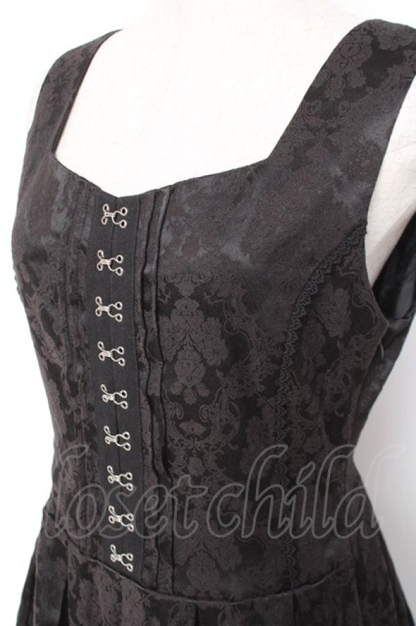 画像4: axes femme / コルセット風ジャカードジャンパースカート M 黒 Y-25-12-27-062-AX-OP-SZ-ZY (4)