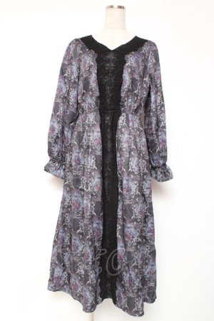 画像: axes femme / ローズガーランド柄ロングワンピース F 黒 Y-25-12-27-063-AX-OP-SZ-ZY