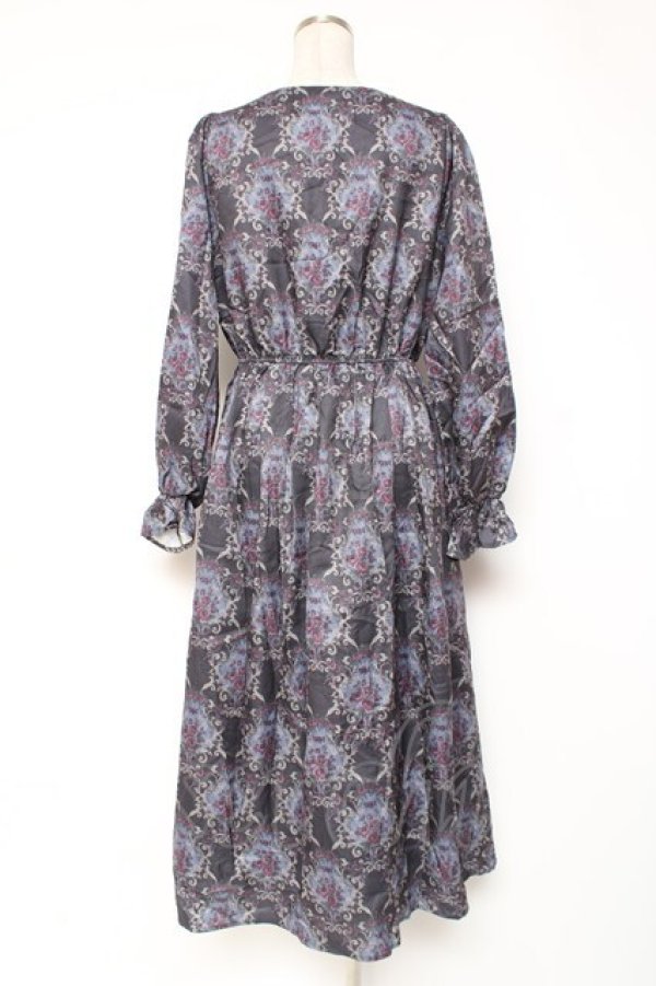 画像2: axes femme / ローズガーランド柄ロングワンピース F 黒 Y-25-12-27-063-AX-OP-SZ-ZY (2)