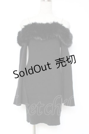 画像: michellMacaron / ファーオフショルニットワンピース F ブラック Y-25-12-27-069-LO-OP-SZ-ZY