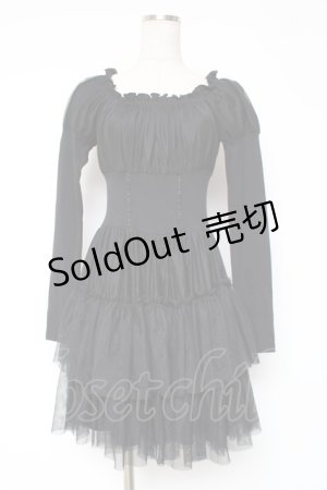 画像: Sheglit / チュールティアードワンピース M ブラック Y-25-12-27-070-EL-OP-SZ-ZY