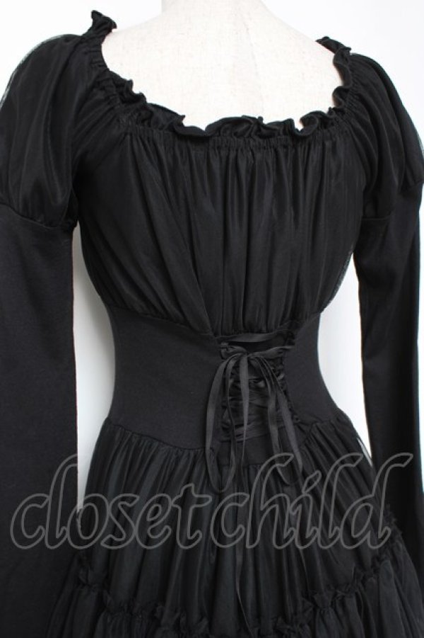 画像4: Sheglit / チュールティアードワンピース M ブラック Y-25-12-27-070-EL-OP-SZ-ZY (4)