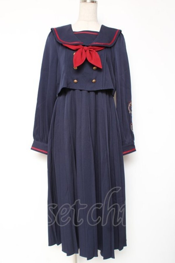 画像1: Amavel / 愛魔鐘琉セーラーワンピース　ロング F ネイビー Y-25-12-27-072-CA-OP-SZ-ZY (1)