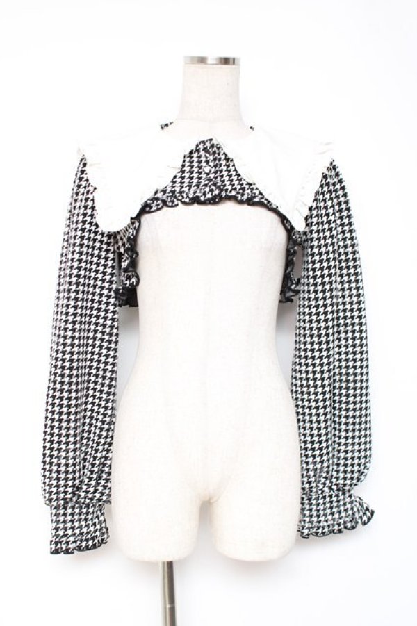 画像1: Ank Rouge / Be mqin Big衿ショートトップス M 黒×白 Y-25-12-27-077-CA-BL-SZ-ZY (1)