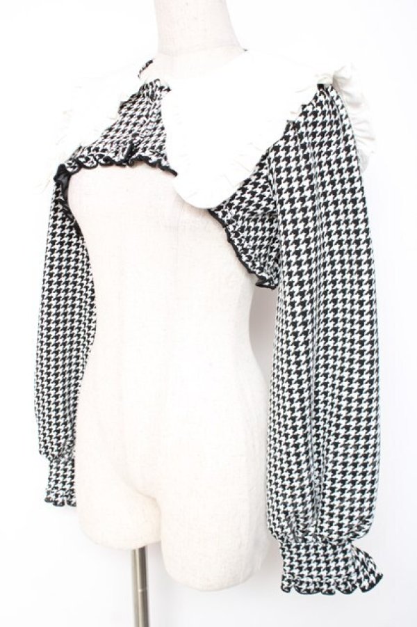 画像2: Ank Rouge / Be mqin Big衿ショートトップス M 黒×白 Y-25-12-27-077-CA-BL-SZ-ZY (2)