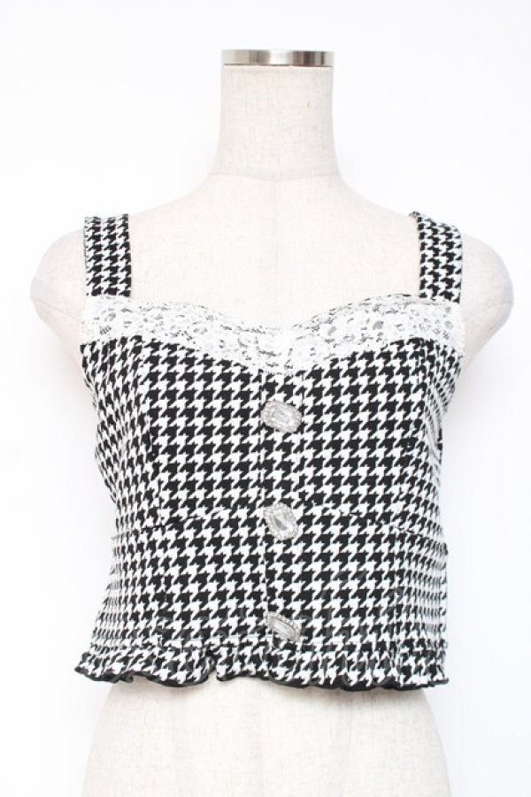 画像1: Ank Rouge / Be mqin フリルビスチェ M 黒×白 Y-25-12-27-078-CA-TO-SZ-ZY (1)