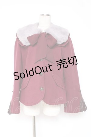 画像: axes femme / ファー襟付編上ショートコート F ワイン Y-25-12-27-080-AX-CO-SZ-ZY