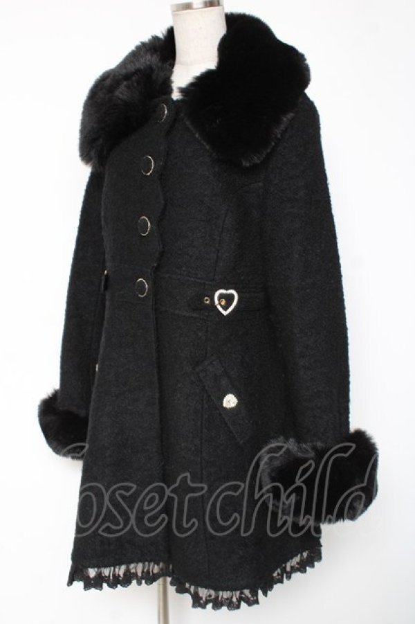 画像2: LIZ LISA / サイドハートバックルAラインコート 0 黒 Y-25-12-27-081-LO-CO-SZ-ZY (2)