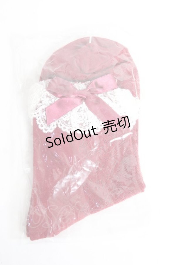 画像1: axes femme Kawaii / 透かしレースアップ柄ソックス  赤 Y-25-12-27-011-AX-ZA-SZ-ZY (1)