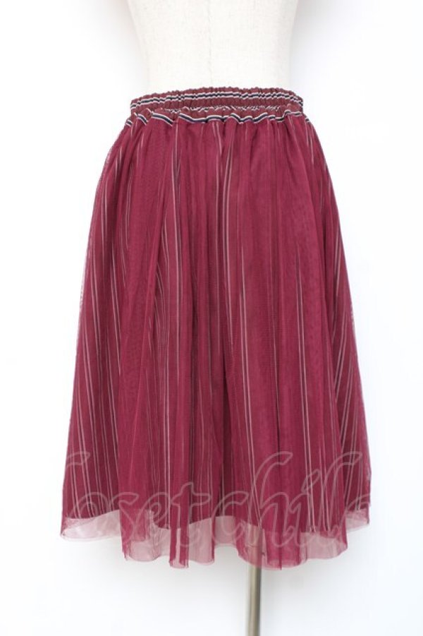 画像2: axes femme / チュール重ね柄スカート M ワイン Y-25-12-27-088-AX-SK-SZ-ZY (2)