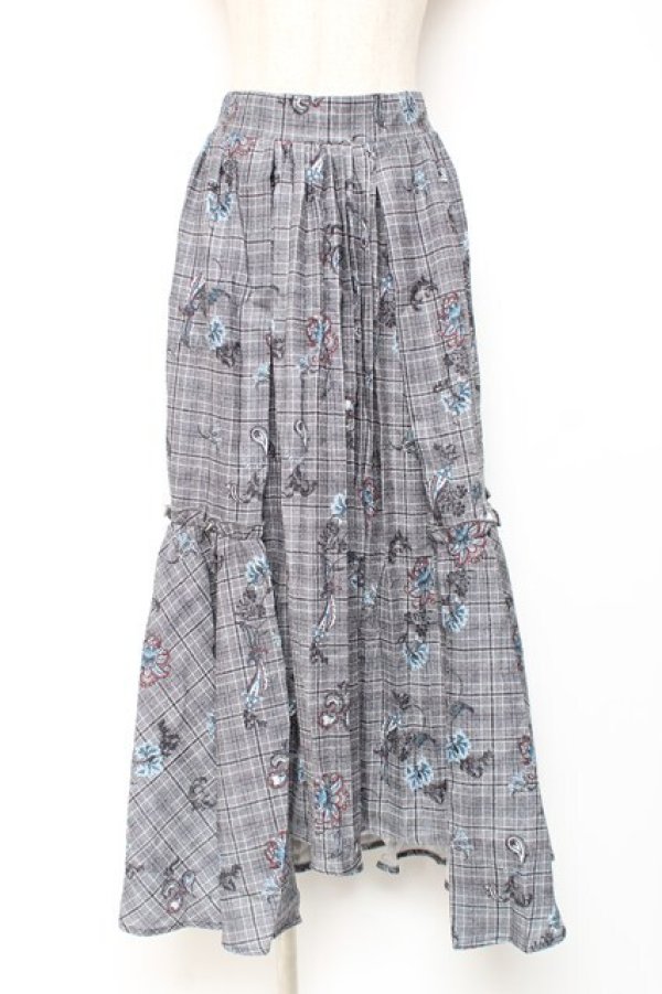 画像1: axes femme NOSTALGIE / ペイズリー×チェックスカート F 黒 Y-25-12-27-089-AX-SK-SZ-ZY (1)