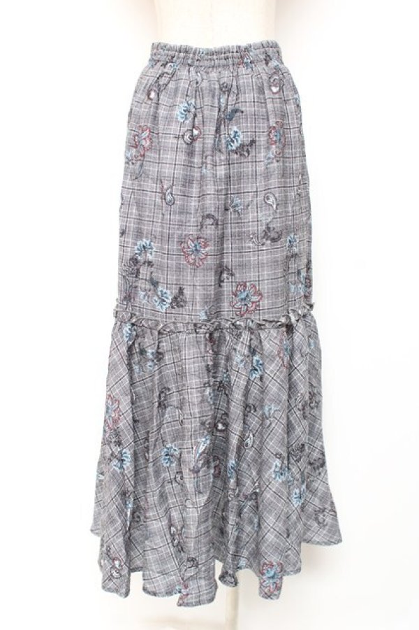 画像2: axes femme NOSTALGIE / ペイズリー×チェックスカート F 黒 Y-25-12-27-089-AX-SK-SZ-ZY (2)