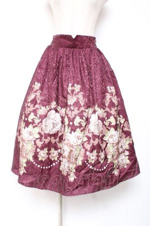 画像: axes femme NOSTALGIE / 薔薇パネル柄ジャガードスカート F ワイン Y-25-12-27-090-AX-SK-SZ-ZY