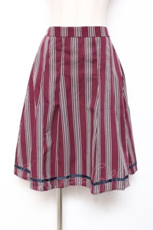 画像: axes femme POETIQUE / グログランテープレジメンタルフレアスカート  ワイン Y-25-12-27-092-AX-SK-SZ-ZY