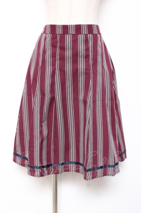 画像1: axes femme POETIQUE / グログランテープレジメンタルフレアスカート  ワイン Y-25-12-27-092-AX-SK-SZ-ZY (1)