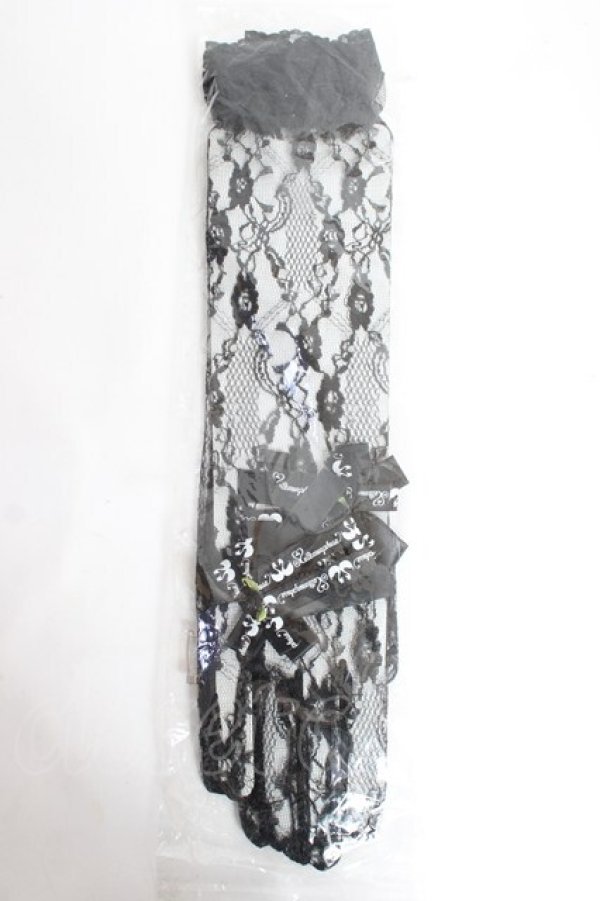 画像1: metamorphose / レース手袋・ミドル（レース付）  黒 Y-25-12-27-013-ME-ZA-SZ-ZY (1)