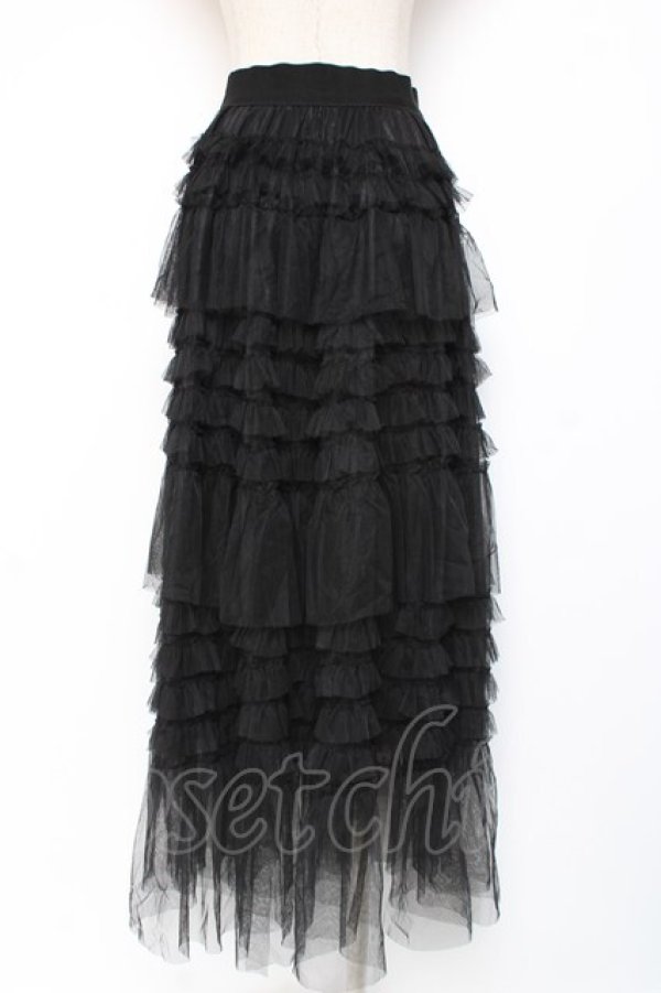 画像2: axes femme POETIQUE / ティアードフリルロングスカート M 黒 Y-25-12-27-097-AX-SK-SZ-ZY (2)
