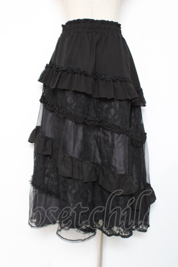 画像2: axes femme / チュールレースティアードスカート F 黒 Y-25-12-27-098-AX-SK-SZ-ZY (2)