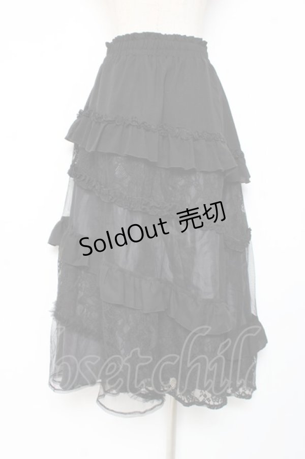 画像2: axes femme / チュールレースティアードスカート F 黒 Y-25-12-27-098-AX-SK-SZ-ZY (2)