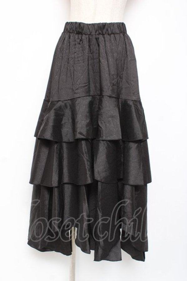 画像1: axes femme / 幾何学JQ柄ティアードスカート M 黒 Y-25-12-27-099-AX-SK-SZ-ZY (1)