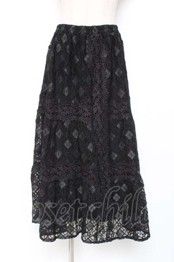 画像1: axes femme / 総レースティアードスカート M 黒 Y-25-12-27-100-AX-SK-SZ-ZY (1)