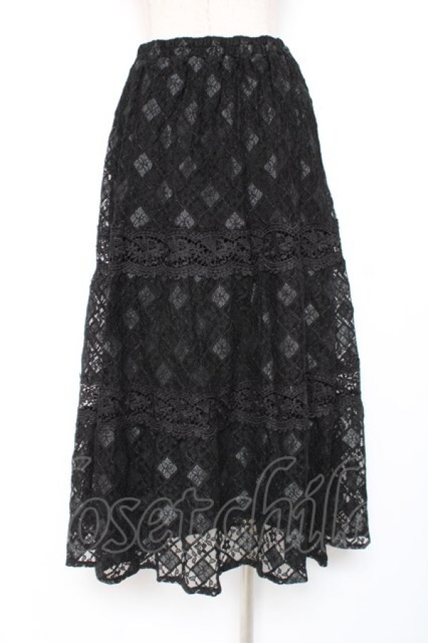 画像2: axes femme / 総レースティアードスカート M 黒 Y-25-12-27-100-AX-SK-SZ-ZY (2)