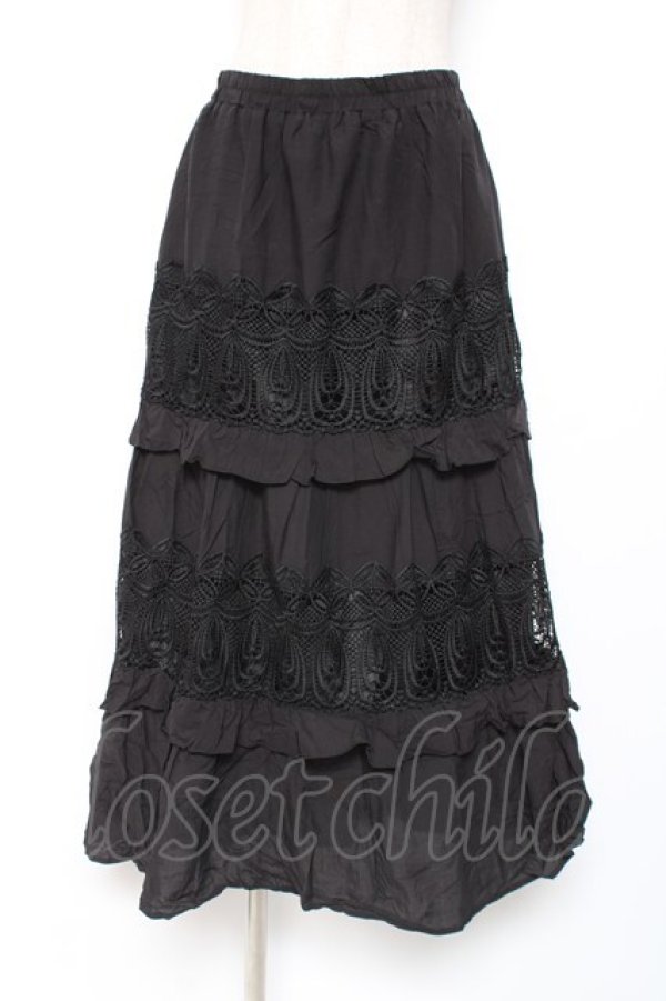 画像1: axes femme NOSTALGIE / コットンティアードスカート M 黒 Y-25-12-27-101-AX-SK-SZ-ZY (1)