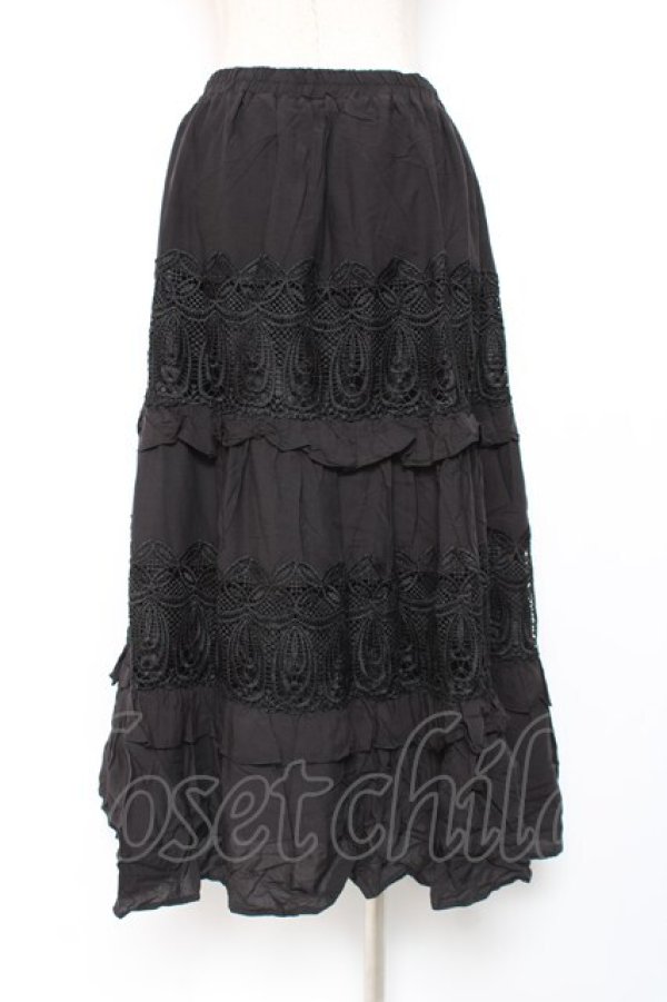 画像2: axes femme NOSTALGIE / コットンティアードスカート M 黒 Y-25-12-27-101-AX-SK-SZ-ZY (2)