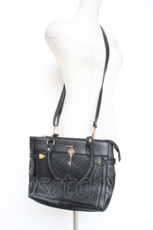 画像: axes femme / 鍵付き薔薇デザインバッグ  黒 Y-25-12-27-021-AX-BG-SZ-ZY