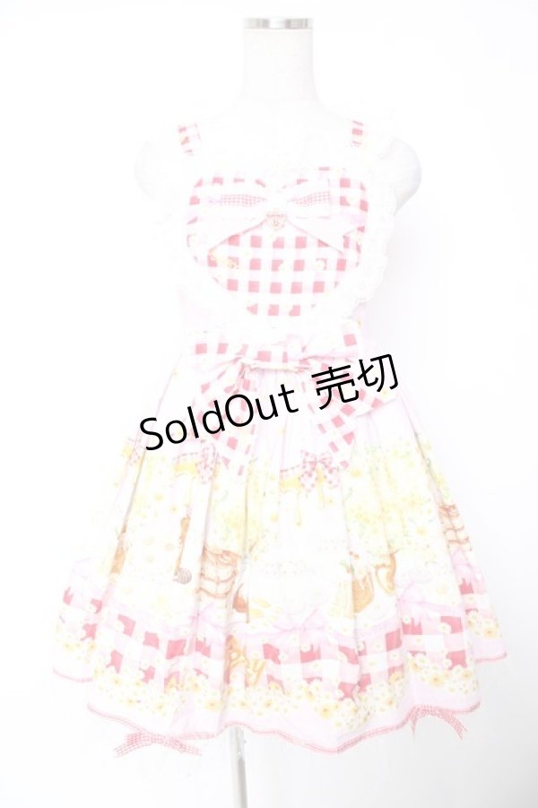 画像1: BABY, THE STARS SHINE BRIGHT / Bee My Sweet Honey柄ハートヨークジャンパースカート  ピンク Y-25-12-28-017-BA-OP-SZ-ZY (1)